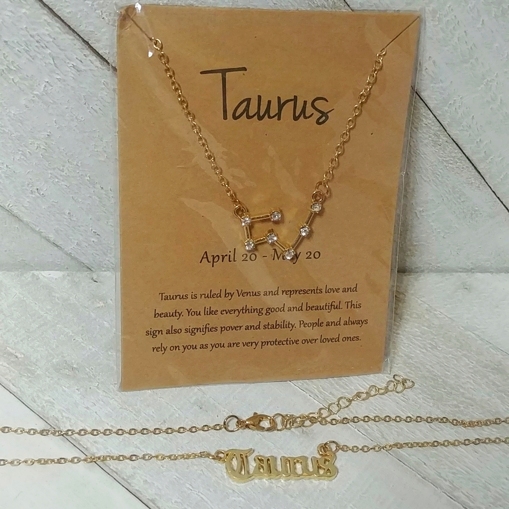 NWT Taurus Necklace + Bonus Taurus Necklace Gold Costume Jewelry